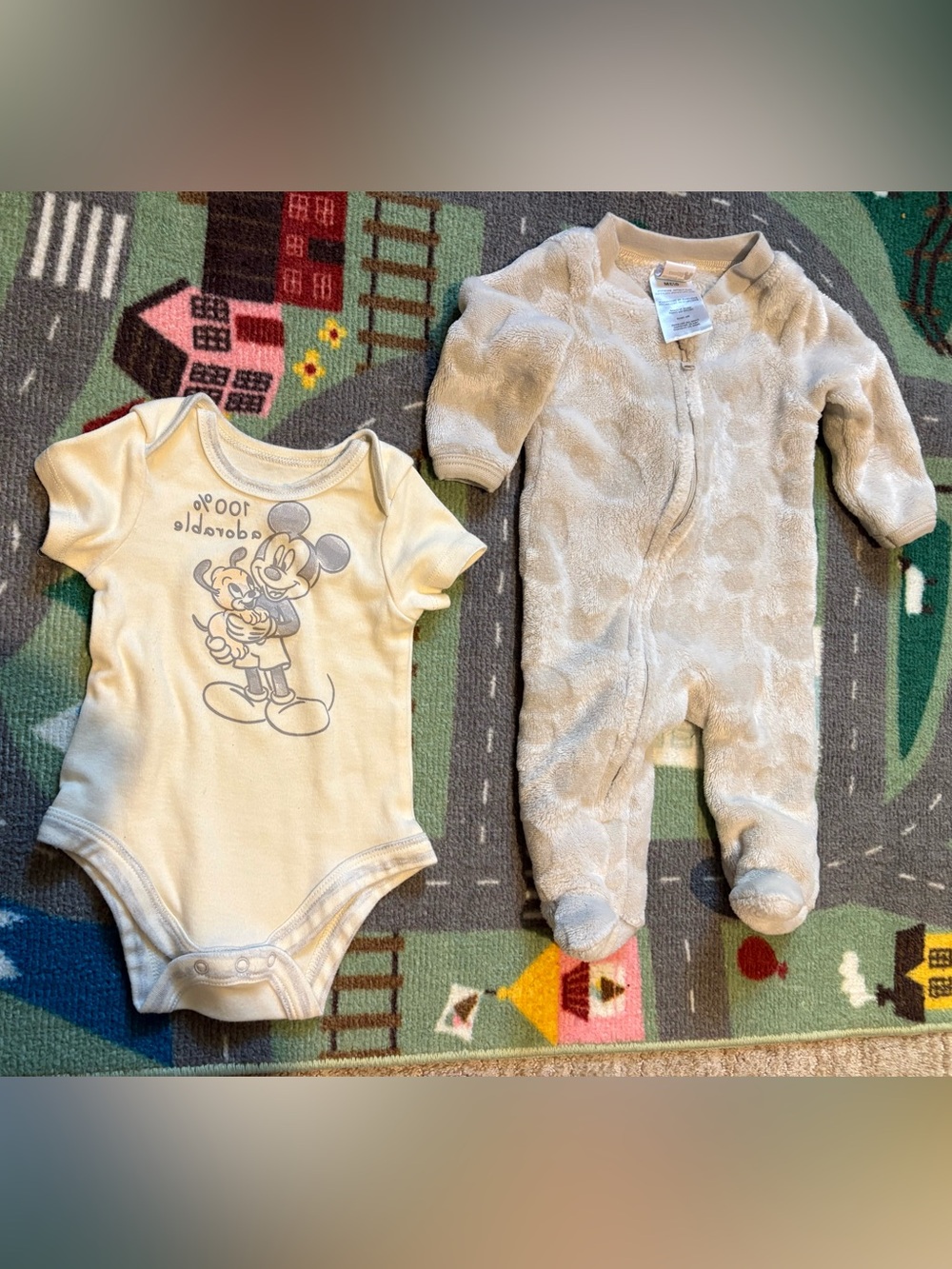 Lot of 2 DISNEY Baby Infant One-Pieces (Romper and Bodysuit) 0-3M Mickey Mouse